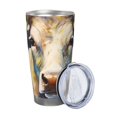 thumbnail image 2 of Goofa Oil Painting Flower Cow for 20 oz Skinny Tumbler Stainless Steel Coffee Mug Slim Vacuum Insulated Travel Cup Car Cup-Straw Two-piece Set, 2 of 8