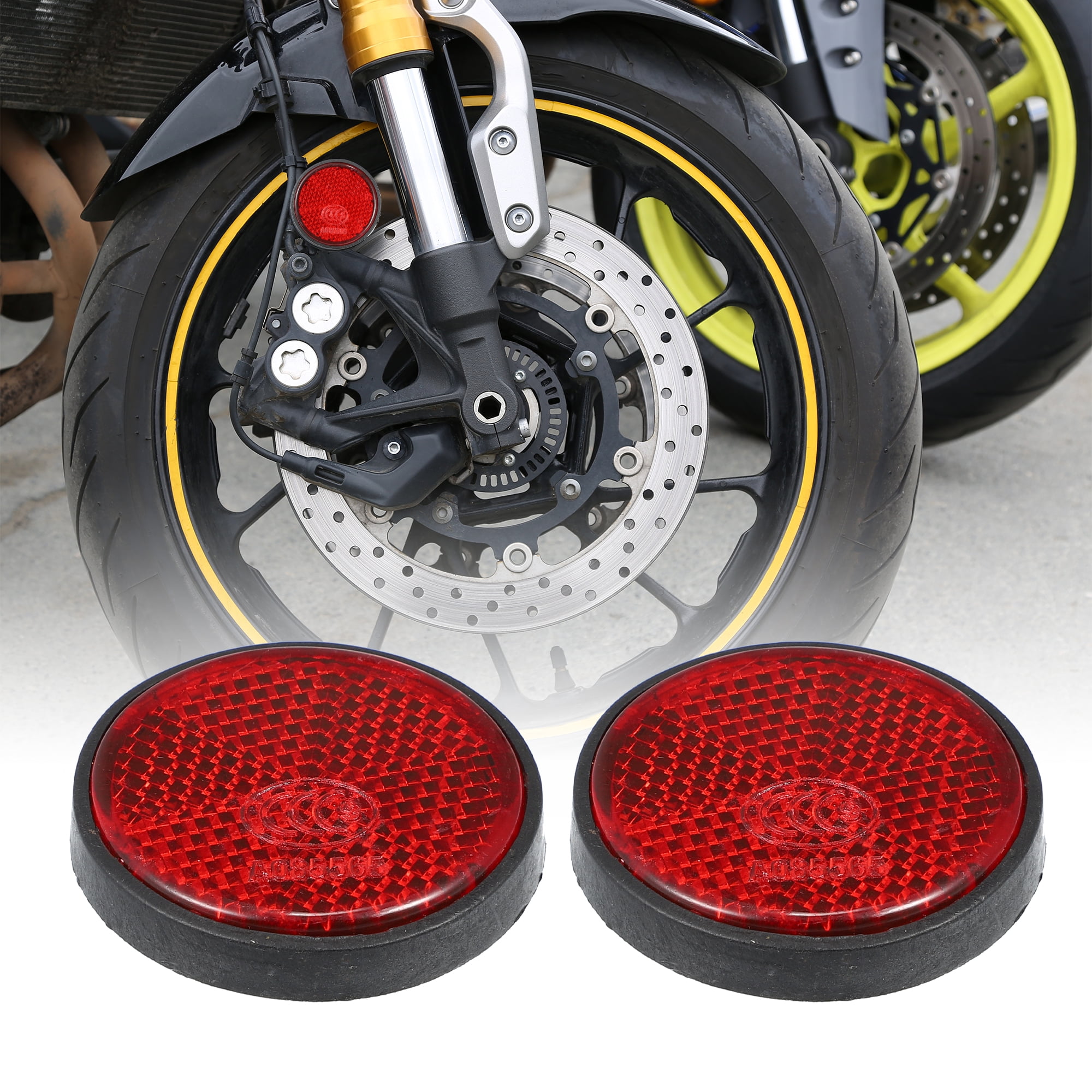 Unique Bargains 2pcs Red Plastic Universal Reflective Reflector for Motorcycle