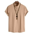 thumbnail image 3 of Camisas Vaqueras Para Hombre Manga Corta Moda de primavera y verano para hombre, camisa informal de manga corta con cuello levantado, camisetas transpirables para hombre (Khaki, 5XL), 3 of 4
