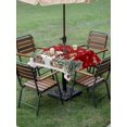 thumbnail image 3 of Outdoor Tablecloth with Umbrella Hole and Zipper, Red Christmas Square Table Cloth 60x60 Inch Waterproof Tablecloth, Snowman Xmas Snowflake Botanical Tree Picnic Table Cover for Patio Camping, 3 of 7