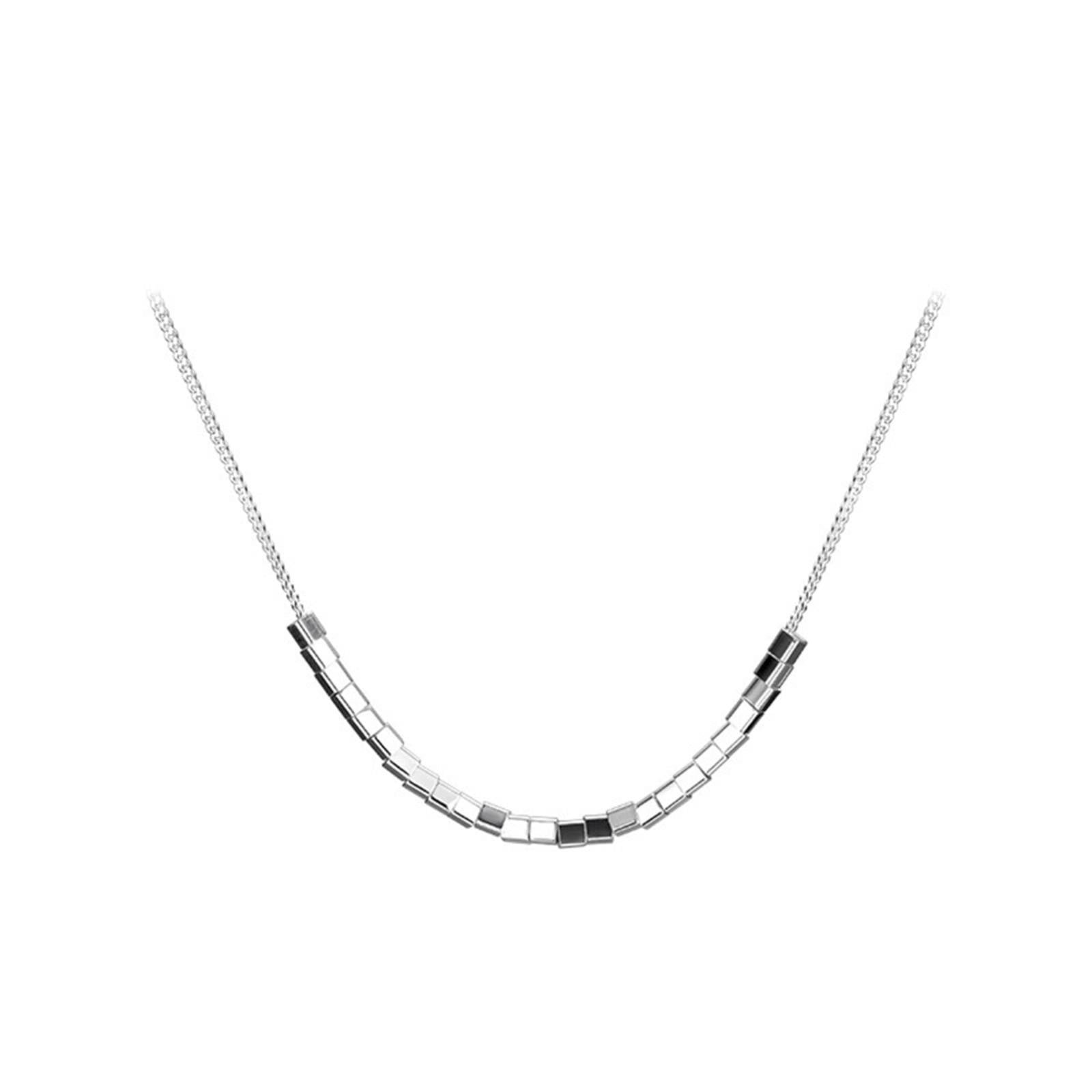 925 Sterling Silver Square Necklace Women's Collarbone Necklace Fashion
