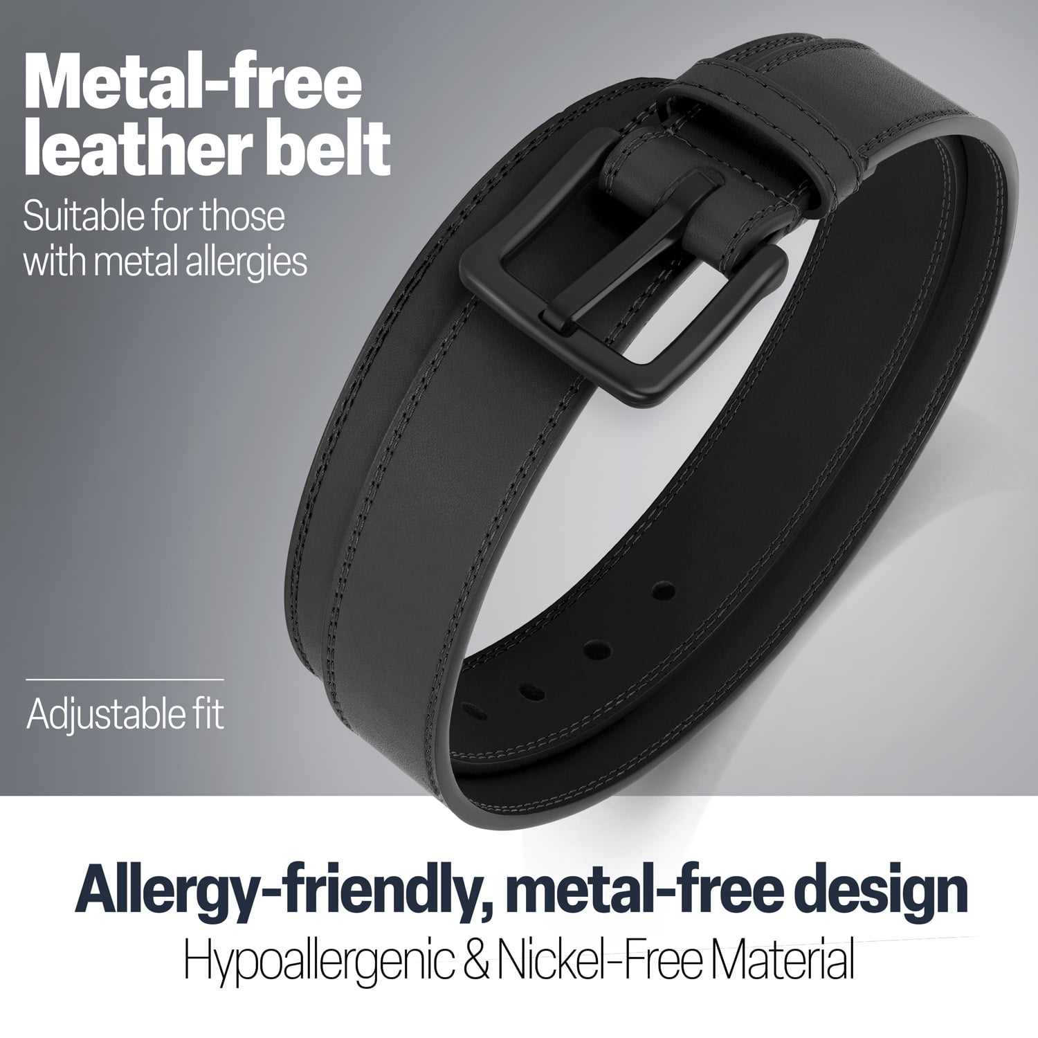 Nylon Webbing Belt PLASTIC Buckle METAL FREE Nickel Hypo-Allergenic Allergy  Safe