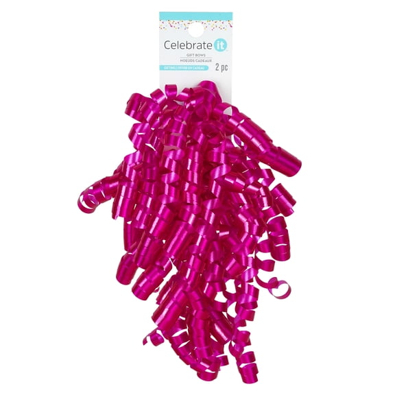 12 Packs: 2 ct. (24 total) 30" Fuchsia Twisty Bows by Celebrate It