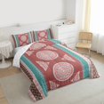 thumbnail image 3 of Homewish Retro Boho Print Full Size Comforter Sets,Rustic Bohemia Tribal Bedding Comforter Set,Pink Cyan Bedding Sets For Men Women,Luxury Bedroom Decor Reversible,3 Pieces, 3 of 8