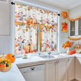 thumbnail image 3 of Fall Leaves Floral Kitchen Curtains with Valance and Tier Sets 36 Inch, 3 Pieces Autumn Pumpkin Leaf Rod Pocket Drapes Window Treatment Curtains for Kitchen Over Sink Dining Room Decor, 3 of 6