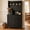 Black, variant on 63" Pantry Cabinet, Kitchen Pantry Storage Cabinet with Outlet, Kitchen Hutch with Microwave Shelf & 4 Hooks, Door Shelves & Drawer & Adjustable Shelves, for Dining Room