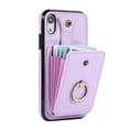 thumbnail image 3 of Wallet Case for iPhone XS/X, Kickstand Ring Holder Premium PU Leather Case with Crossbody Strap,Card Holder Slot Money Pocket 360°Rotation Metal Ring Grip Kickstand Cover,Purple, 3 of 7
