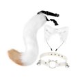 thumbnail image 4 of Esquirla Ensemble Oreilles Collier et Queue Chat Cosplay pour Célébrations Cadeau d'Anniversaire Fêtes Blanc Brun, 4 of 8