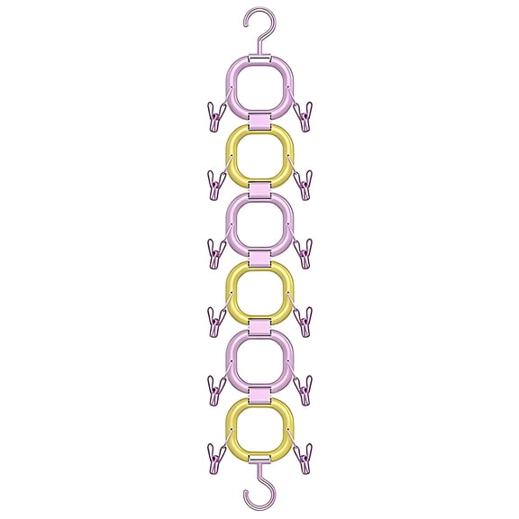 6-Ring Behind the Door Hat Storage Clip, Vertical Mounted Baseball Cap Storage Rack, Multi-Functional Hanging Hat Display, Space-Saving Hat Organizer, Closet Bag Rack, Purple and Yellow