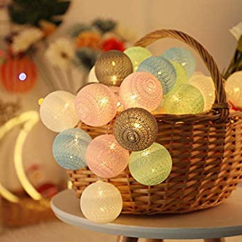 10/20 LED Globe Garland Cotton Ball String Fairy Lights Wedding Home Party Decor 