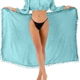 thumbnail image 2 of Womens Beach Pareos Sarong Sheer Long Swimsuit Cover Ups Bikini Wrap Skirt Light Blue One Size, 2 of 7