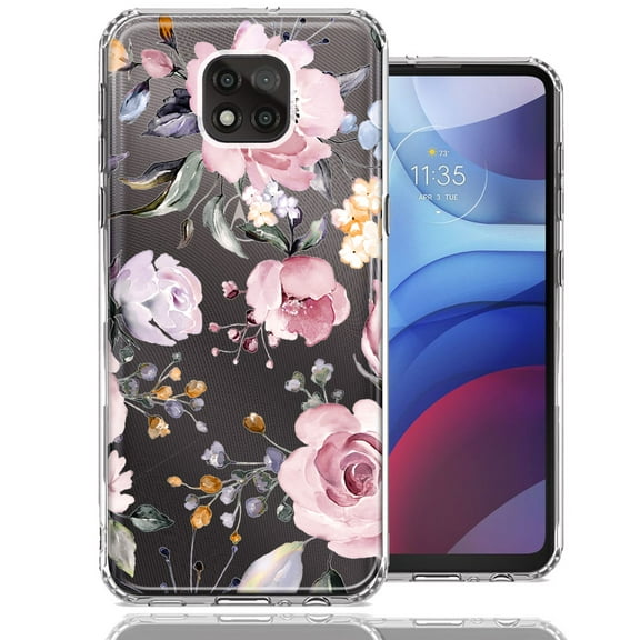 MUNDAZE Case For Motorola Moto G Power 2021 Soft Pastel Spring Floral Flowers Blush Lavender Phone Cover