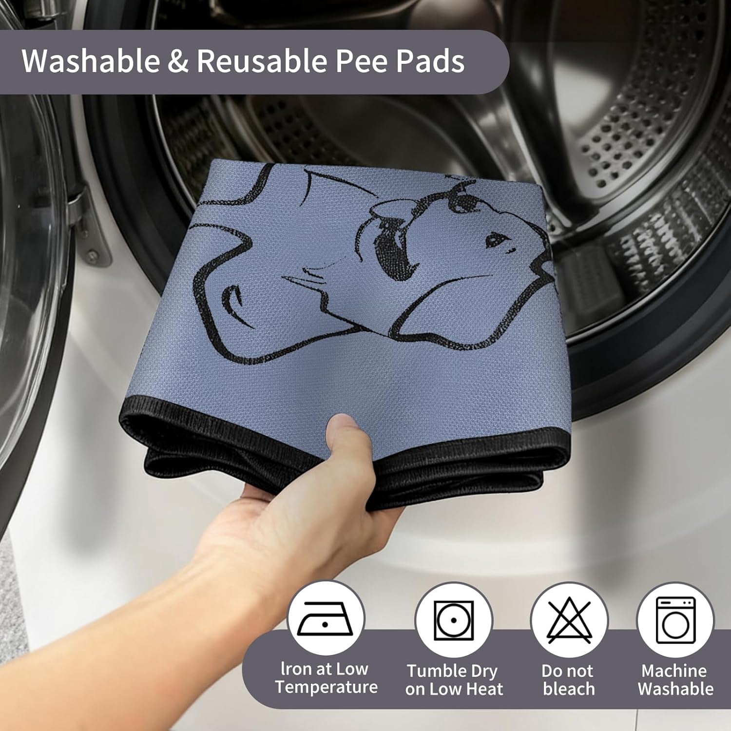 JJEAN-4 Pack Washable Pee Pads for Dogs 18"x24", Reusable Training Puppypads Absorbency Non-Slip & Leak-Proof for Pet Whelping Box Playpen Crate Sofa Bed Floors (Gray)