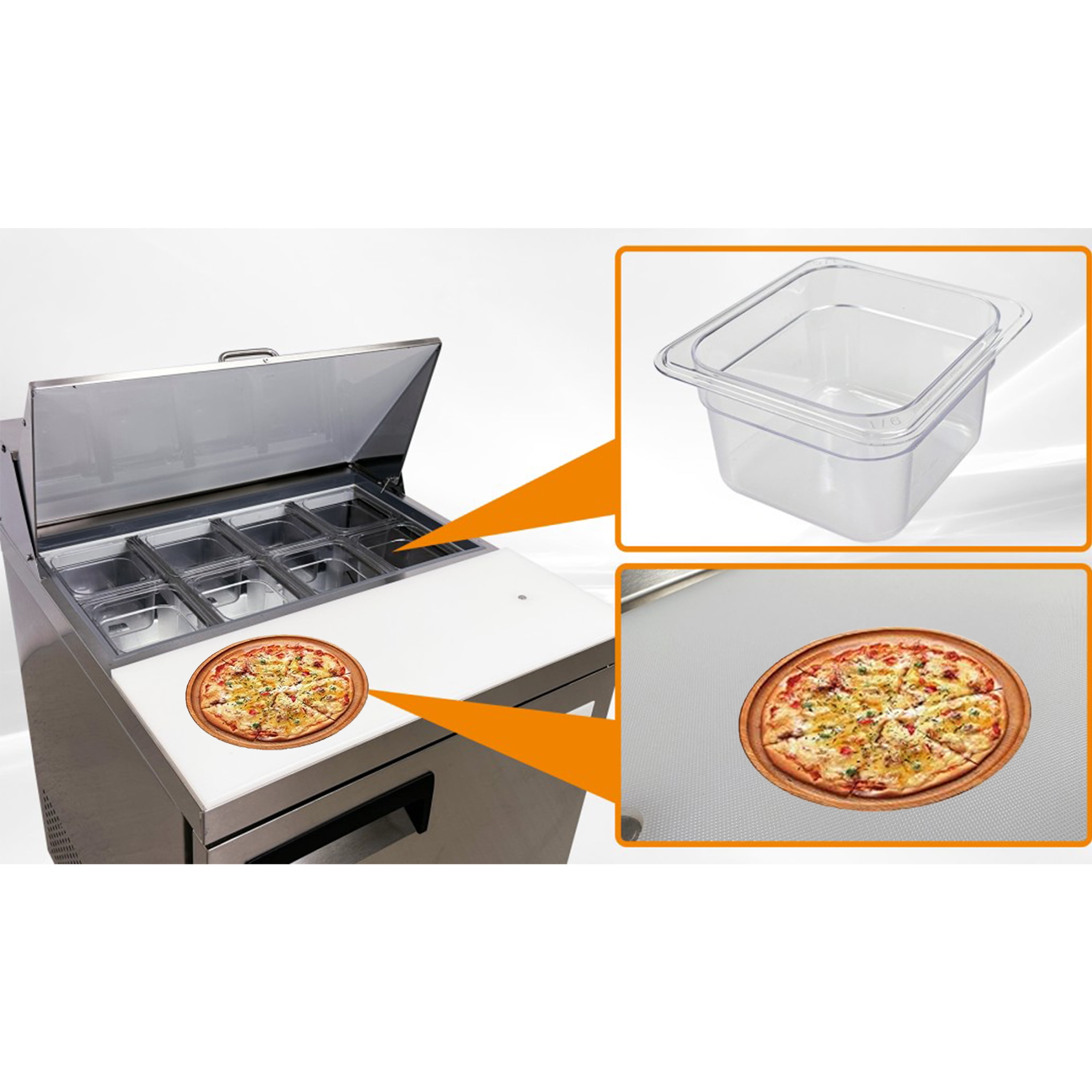 NSF 27.5 in. Single Door Refrigerated Mega Top Sandwich Prep Table 5.7 Cu.Ft.  Commercial ETL Pizza Pre Table Refrigerator