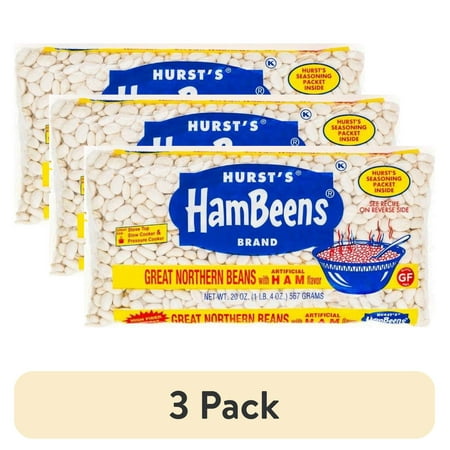 (3 pack) Hurst's Hambeens Great Northern Beans with Artificial Ham, 20 oz