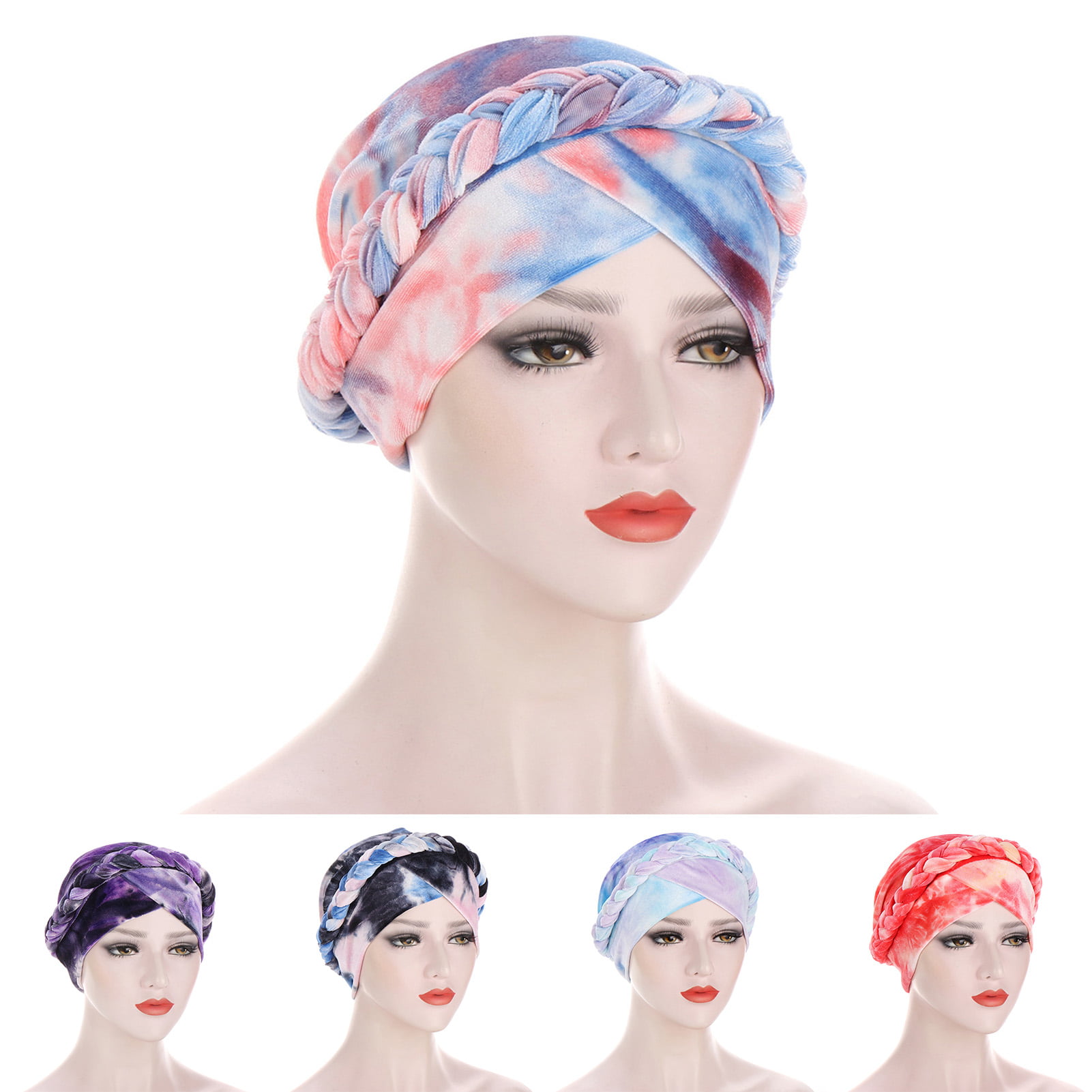 Sruiluo Women Headbands Plush Tie Dye Cute Cat Ears Headwrap Set 4 Style Choice