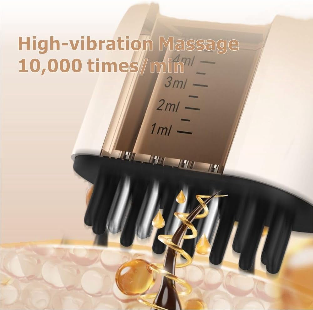 Scalp Massage Comb with Red Light, Electric Hair Oil Applicator, IPX6 Waterproof, Hair Growth Aid, Travel Friendly