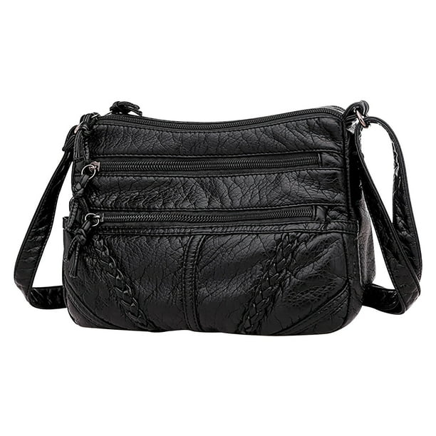 Bolso Bandolera de Piel para Mujer (2023), Bolso de Mamá de Gran Capacidad con Múltiples Compartimentos, Bolso Vintage de Piel Suave con Correa Ajustable, Negro o Marrón