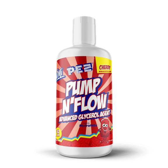 VMI Sports Pump N Flow Advanced Glycerol Agent | Stimulant Free Pre-Workout | Muscle Pumps, Hydration and Performance | Zero Sugar or Artificial Colors | 32 fl oz. 32 servings (PEZ Cherry)