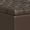 thumbnail image 6 of Simpli Home Harrison 30 inch Wide Transitional Square Small Coffee Table Storage Ottoman in Chocolate Brown Vegan Faux Leather, 6 of 15