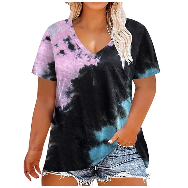 Fiudx Camisetas para Mujer Blusa de Manga Corta con Cuello Redondo y Estampado Cómodo Informal para Mujer a La Moda