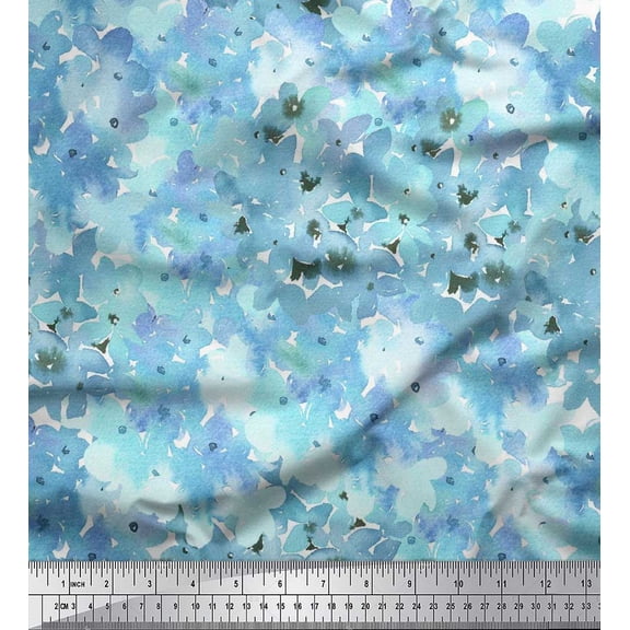 Soimoi Cotton Duck Fabric Flower Watercolor Printed Fabric 1 Yard 42 Inch Wide