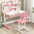 thumbnail image 2 of Costway Kids Desk Chair with Adaptive Double Backrest, Adjustable Height, Breathable Seat Pink, 2 of 10