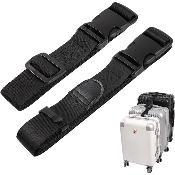 Luggage Straps, Luggage Connector Straps for Suitcases, Travel Belt Accessories 2 ,1.25" Endless Leather for Connect Your 3 Luggage Together (1.25" Normal Size)