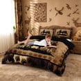 thumbnail image 3 of meiyoeat Vintage Deer Silhouette Duvet Cover Queen, Rustic Paw Print Queen Bedding For Boys Kids,Black Reversible,3pcs(No Comforter), 3 of 6