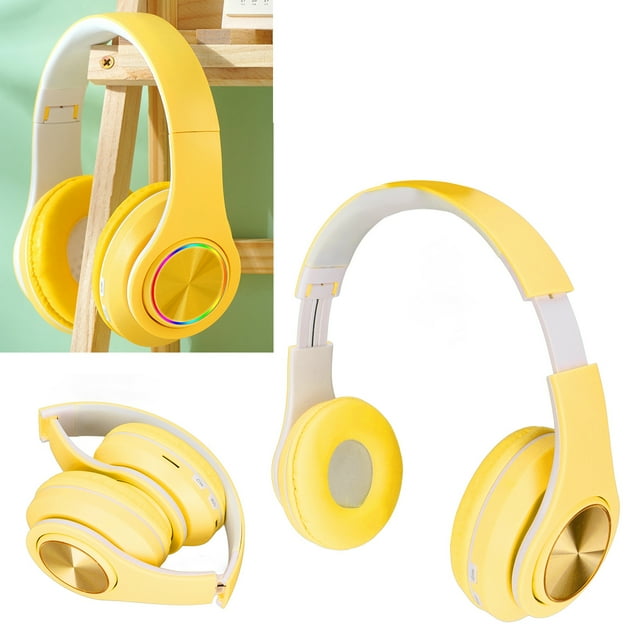 BT Headphones Over Ear, Stylish Foldable BT Headset with Colorful Light, Noise Reduction, Stable Performance, Comfortable for Phone Laptop