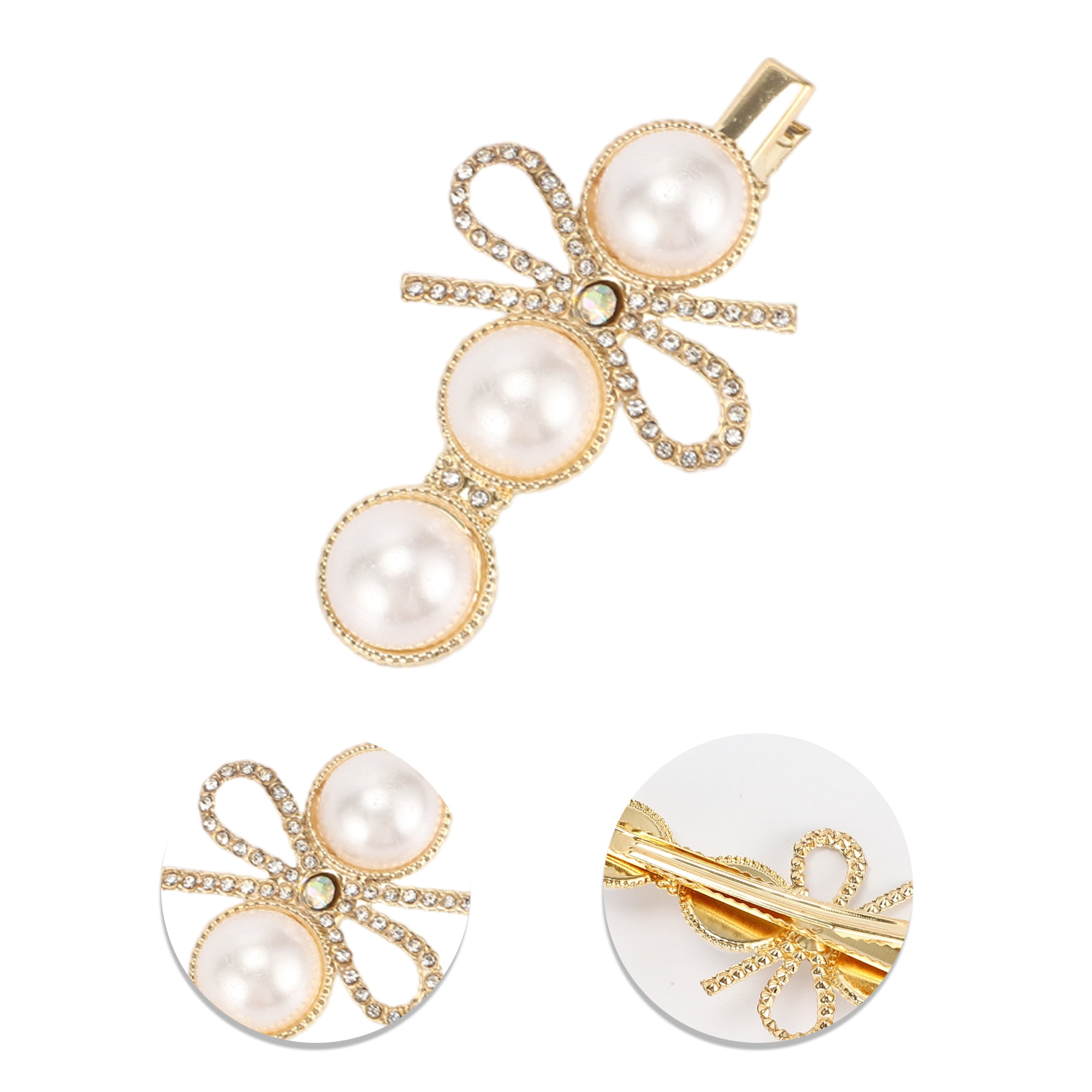 Unique Bargains 5Pcs Fashion Grace Flowers Hair Clips Hairdo Clip Gold Tone White