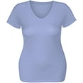 thumbnail image 2 of Emmalise Women's Short Sleeve T Shirt V Neck Tee (Pastel Blue, Large), 2 of 2