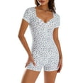 thumbnail image 1 of xiaxaixu Combinaison Femme, Manches Courtes Col en V Imprimé Floral Boutons Printemps Été Short, 1 of 10
