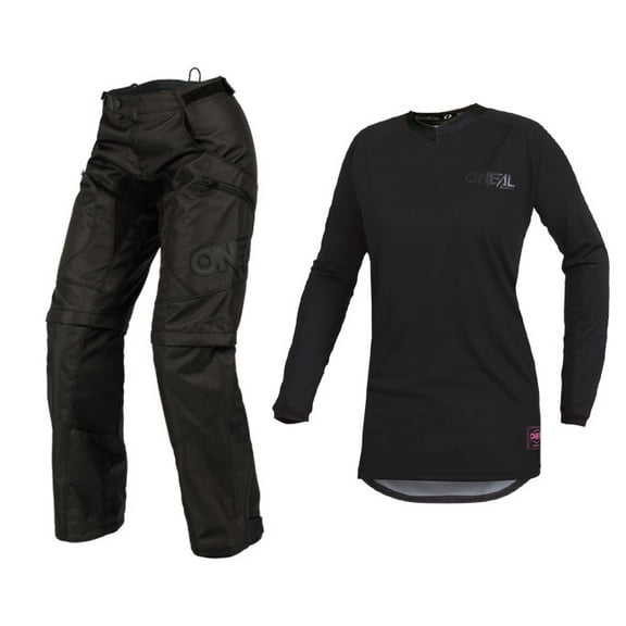 Oneal Womens Element Classic Black Motocross Dirt bike Offroad MX Jersey Pants Combo Package Riding Gear Set Jersey