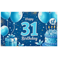 thumbnail image 2 of Blue Themed 31st Birthday Banner with Balloons Cake and Gift Background Party Decoration Photography Prop Backdrop for Birthday Party Celebrations Decorations Happy Birthday Event Supplies, 2 of 8