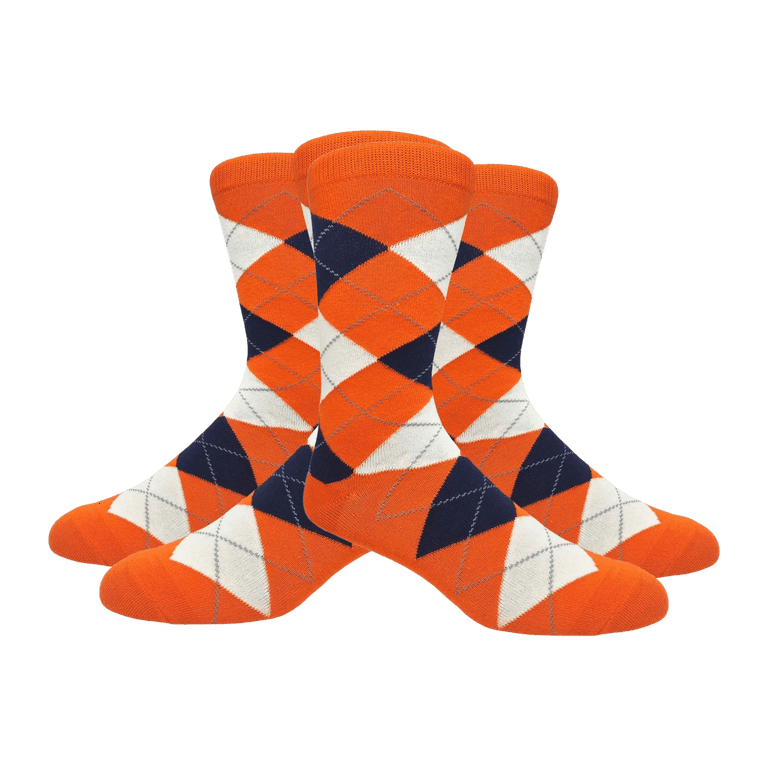 Argyle Golf Socks, Navy/Orange/White