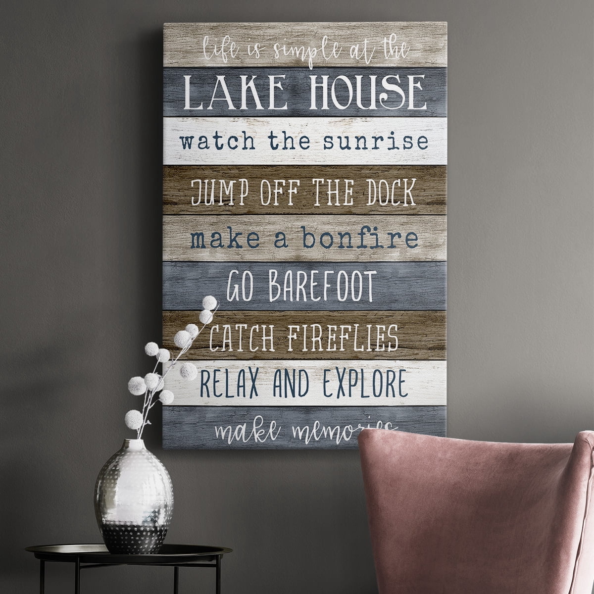 Simple Lake Rules Premium Gallery Wrapped Canvas - Ready to Hang
