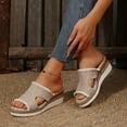 thumbnail image 4 of Platform Wedge Slip on Sandals for Women 2025 Boho Tassel Beach Casual High Heel Dressy Mules Sandals, 4 of 8