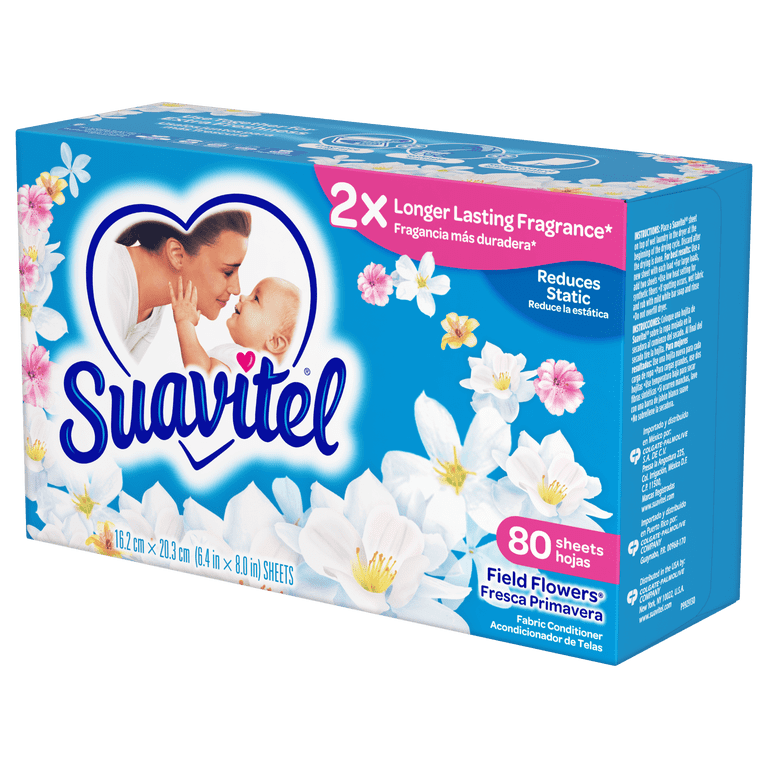 Suavitel Laundry Dryer Sheets, Field Flowers Scent, 80 Ct