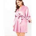 thumbnail image 3 of Enwejyy Women's Plus Size Imitation Silk Bow Tie Bandgown Lounge Pajamas Nightgown Robe Sleepwear, 3 of 3