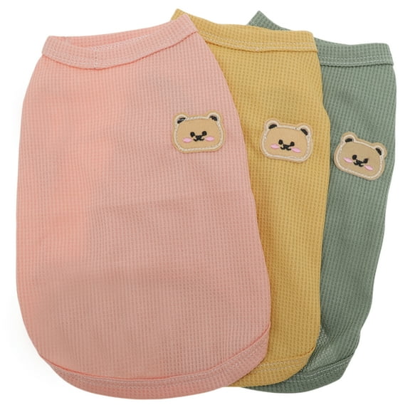 Unique Bargains Dog Shirt Lightweight Breathable Pet T-Shirts Dog Clothes Sleeveless Vest Dog Apparel for Small Dogs Small Yellow Pink Green 3 Pcs