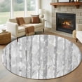 thumbnail image 2 of Grey Forest Large Area Rugs for Bedroom Living Room, Soft Non Slip Carpet Bedside Rug, Gray Tree Oil Painting Contemporary Abstract Art Round Floor Cover Kitchen Accent Rug 6' for Dining Room/Office, 2 of 9