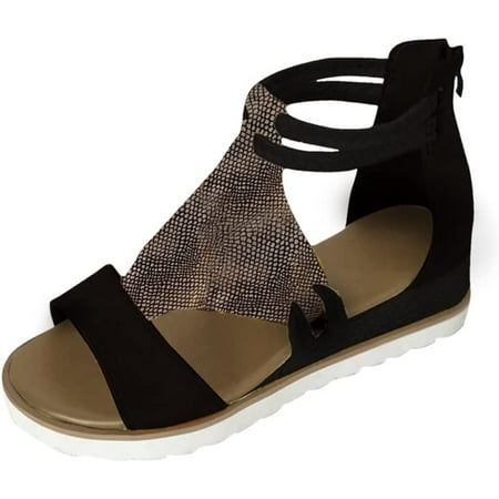 

Women Sandals Summer Ladies Light Casual Wedge Heel Roman Style Braided Rope Shoes (Color : Black Size : 43 Code)