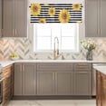 thumbnail image 4 of Sunflowers Window Valance for Kitchen, Black White Strips Farm Watercolor Floral Rod Pocket Short Curtain for Small Windows, Light Filtering Decorative Valance, 60 x 18 Inch, 1 Panel, 4 of 6