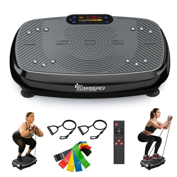 SLIMKEEPER Vibration Plate Exercise Machine for Lymphatic Drainage, Weight Loss Whole Body Workout, 330 Lbs Capacity, with 2 Loops & 5 Resistance Bands