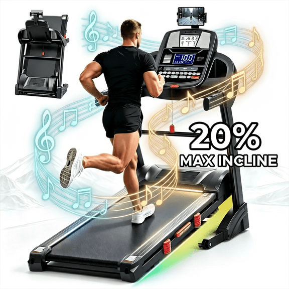Treadmill 300 lb Capacity, 5 HP Folding Treadmill with Incline, Treadmills for Home w/ 50" x 18" Ultra-Wide Tread Belt Electric Walking Exercise Machine Running Treadmill for Home Gym