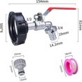 thumbnail image 4 of CHAO Grifo de tanque de 1000l con adaptador de grifo de manguera de jardín, conector de grifo Ibc S60x6, grifo de jardín para recolección de agua de lluvia (adaptador de plástico de 1/2"), 4 of 4