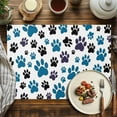 thumbnail image 2 of Placemats Set of 6, Dog Paw Print Place Mats Black Blue White Animal Pattern Tablemats Washable Placemat Table Decoration for Kitchen Table Dinner Party Home Decor Indoor Outdoor 13x19 Inch, 2 of 9