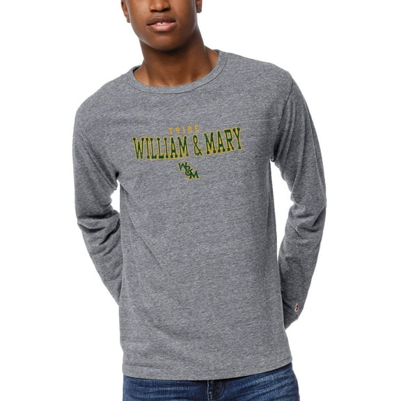 Men's League Collegiate Wear Heather Gray William & Mary Tribe Victory Falls Long Sleeve Tri-Blend T-Shirt