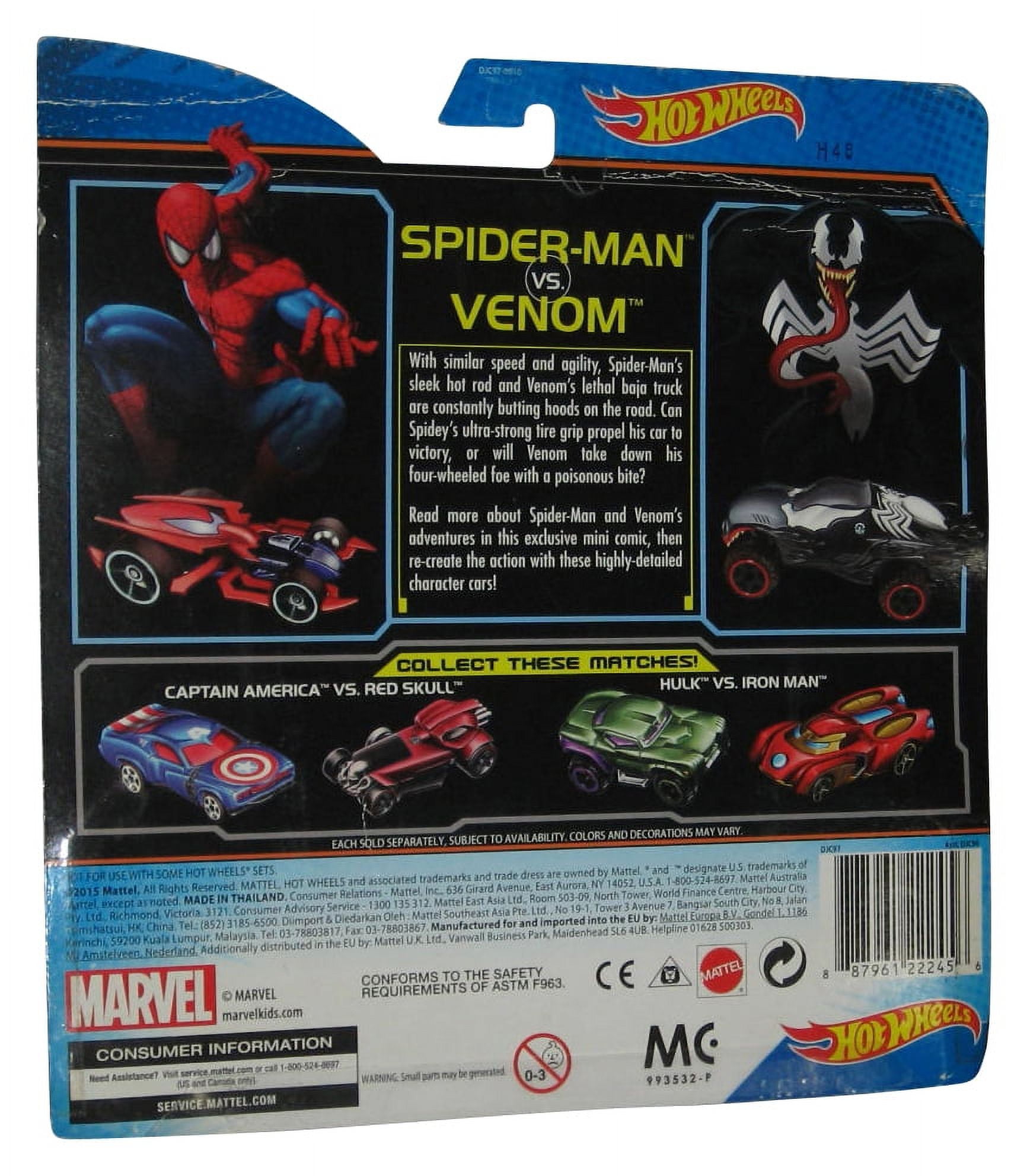 01.10.17.2 Lot Spiderman & Venom Marvel Miniature Car Majorette
